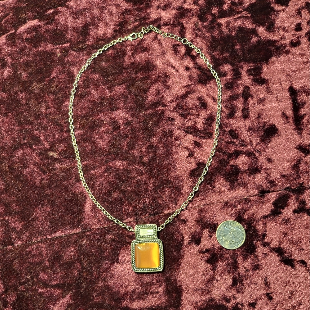 (New) Square Shaped Peach Colored Necklace